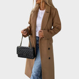 Gina | Elegant Lang Frakke med Rever og Knapper