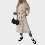 Gina | Elegant Lang Frakke med Rever og Knapper