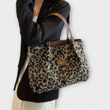 Olivia Leopard Tote i Lærred