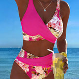 Bikini med Kontrastblomster og Slids - Elegant Sommerlook