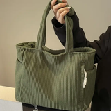 Tilda – Ribbet Skuldertaske med Dekorativ Snor
