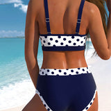 Høj Talje Bikini Liesbeth i Prikket Patchwork Design
