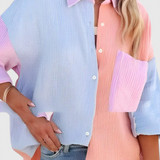 Farvet Bluse Juniper med Unikke Knapper