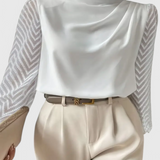 Zaraa Elegant Bluse med Gennemsigtige Ærmer