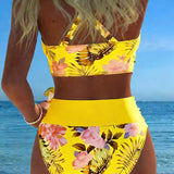 Bikini med Kontrastblomster og Slids - Elegant Sommerlook