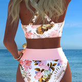 Bikini med Kontrastblomster og Slids - Elegant Sommerlook