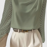Zaraa Elegant Bluse med Gennemsigtige Ærmer