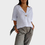 Zamma | Linned V-hals Bluse