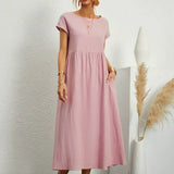 Gabrielle | Midi Kjole med Flydende Design og Tidless Elegance