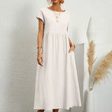 Gabrielle | Midi Kjole med Flydende Design og Tidless Elegance