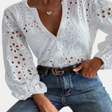 Bluse Alba med Ojal - Elegant og Stilfuld Top