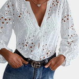 Bluse Alba med Ojal - Elegant og Stilfuld Top
