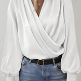 Quinn V-udskæring Elegant Bluse med Lange Ærmer