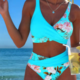 Bikini med Kontrastblomster og Slids - Elegant Sommerlook