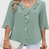 Annemiek Løs Skåret Bluse med Sofistikeret Design