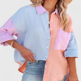 Farvet Bluse Juniper med Unikke Knapper